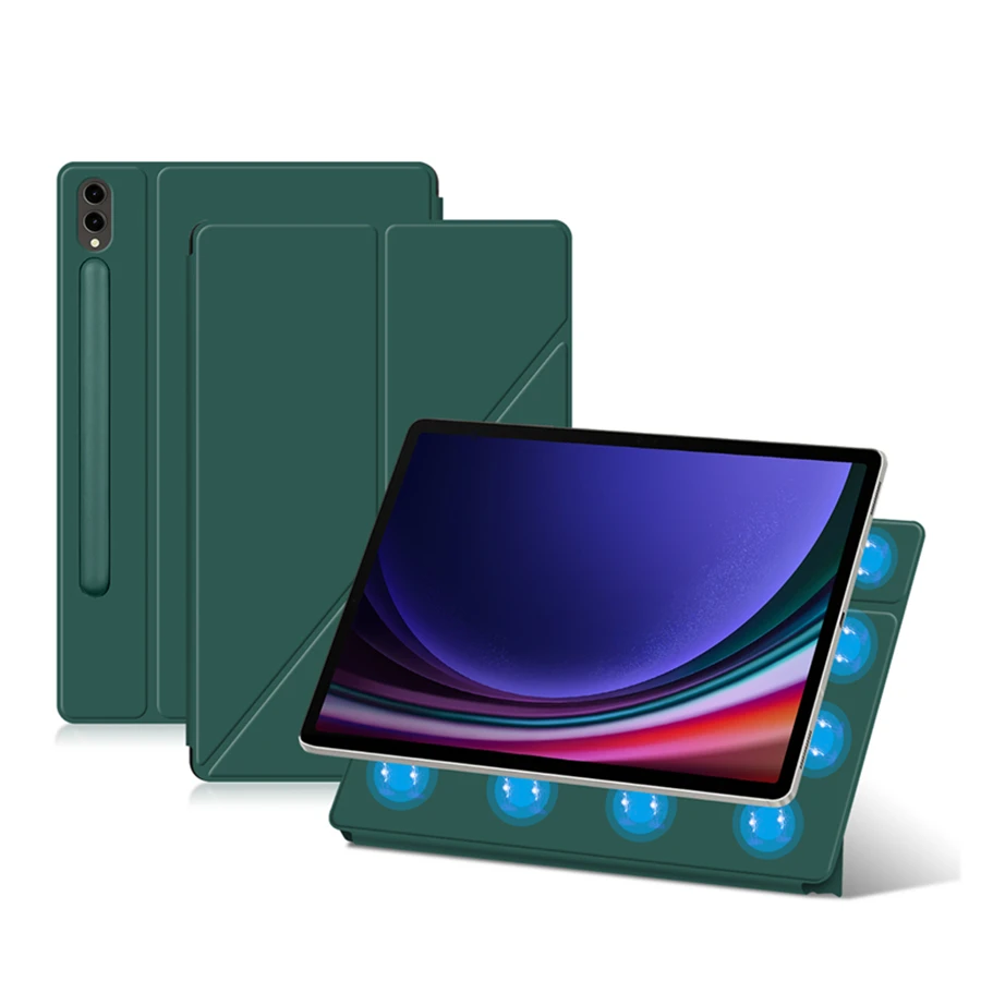Magnetic Case For Samsung Galaxy Tab S7 S8 S9 FE Plus 12.4 Inch Protective Case S7+ S8+ S9+ SM-X610 X616B PU Leather Stand Cover