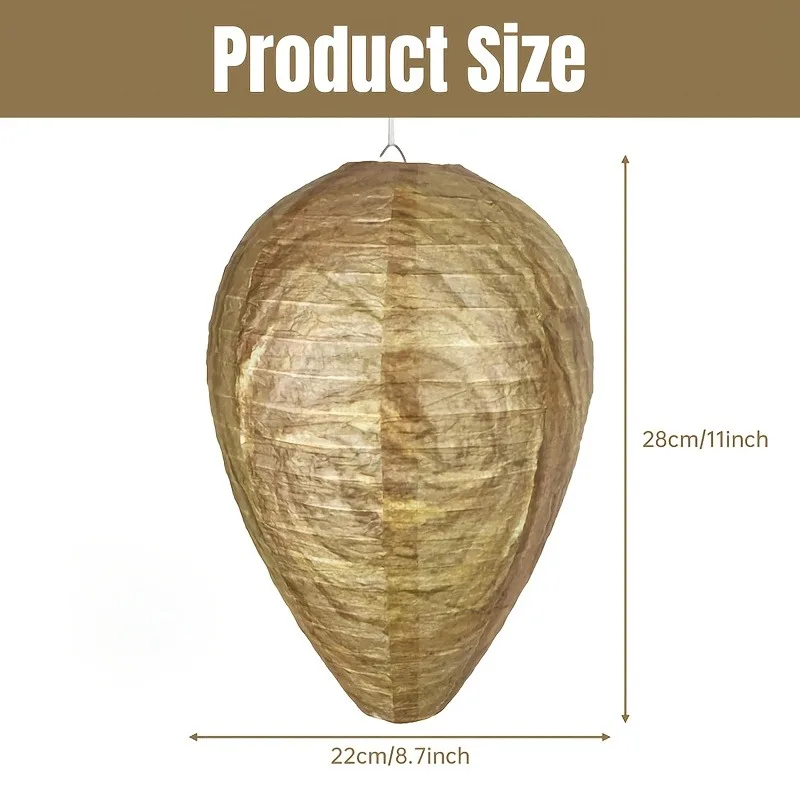 Simulation Wasp Nest, Natural Bee Repellent, Outdoor Hanging Artificial Beehive, for Garden Patio Porch Courtyard