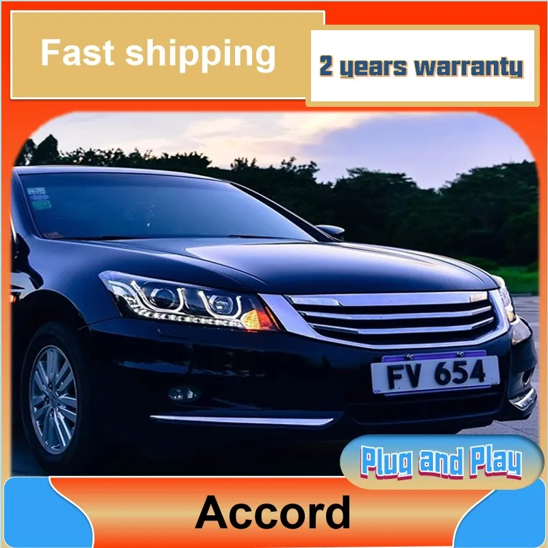 Car Styling for Honda Accord Headlight 2008-2012 Accord 8th Gen Headlights DRL Turn Signal Low High Beam Projector Lens