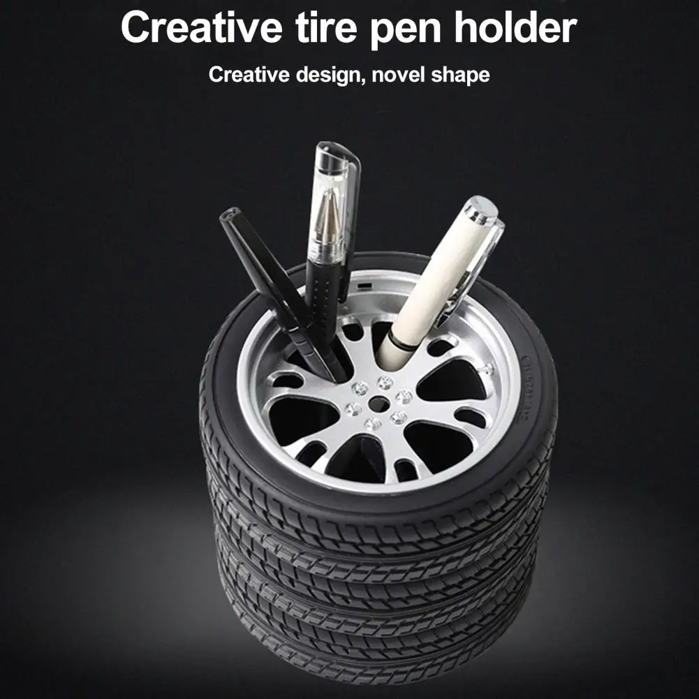 

Pencil Organizer Desk Organizer Realistic Tire Shaped Pen Holder for Desk Stationery Durable Car Tire Pencil Holder for Office