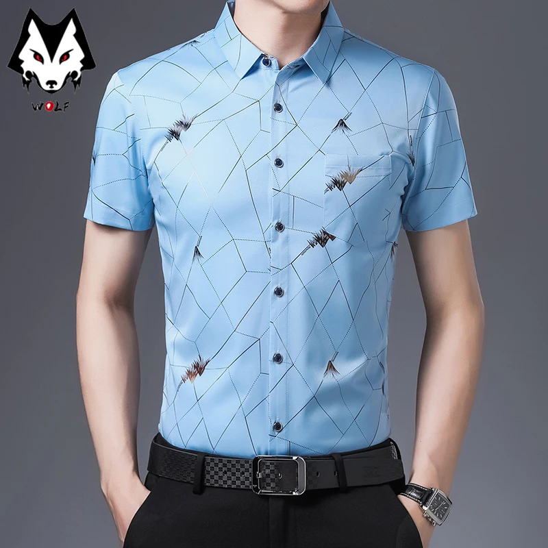 

New Men's Casual Printed Short Sleeved Lapel Shirt for Summer Fashion Comfort No Ironing Wrinkle Resistant Top