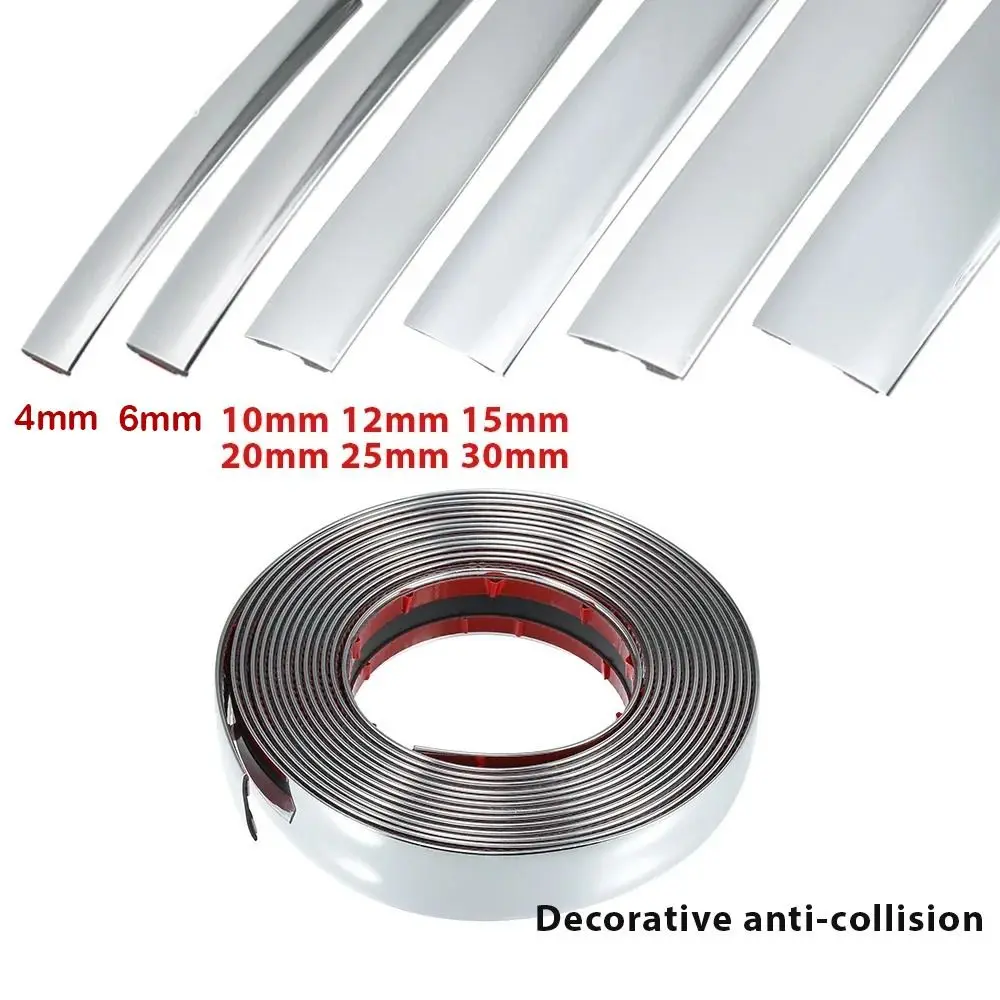 3M/5M Auto Self Adhesive Door Chrome Strip  Protector Moulding Styling Trim Car Lamp Sticker Window Trim Car Exterior Trim