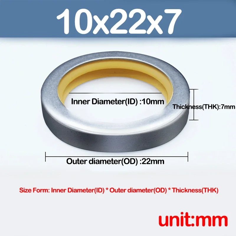 1Pcs,Yellow,Stainless Steel PTFE Skeleton Oil Seal,Dry Grinding Dust-Proof, Dust-Resistant Air, High-Speed Rotating Shaft