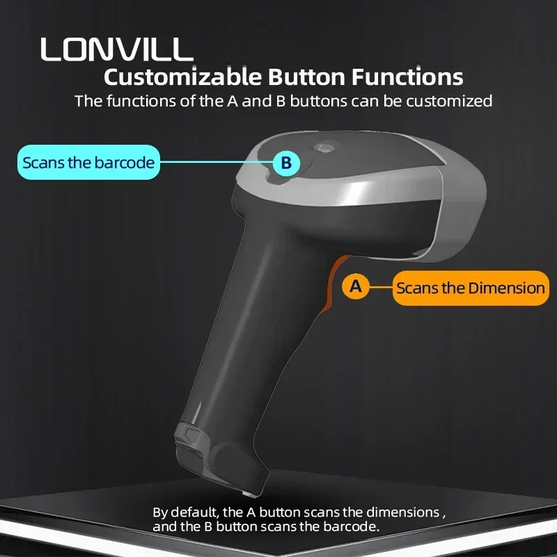 f  LONVILL Handheld 3D Scanning Tool Volume Measuring Instrument 3D Scanning Device 1D 2D Barcode Scanner