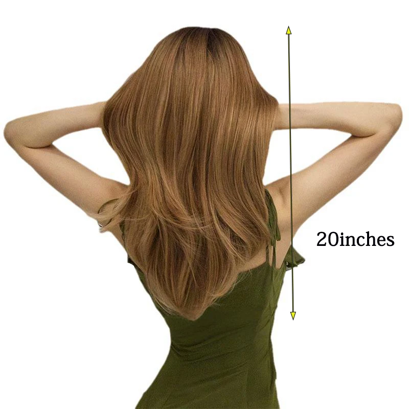 Venta de liquidación de cabello sintético ondulado Natural degradado marrón dorado de 20 pulgadas, adecuado para pelucas de Halloween para fiestas diarias de mujeres