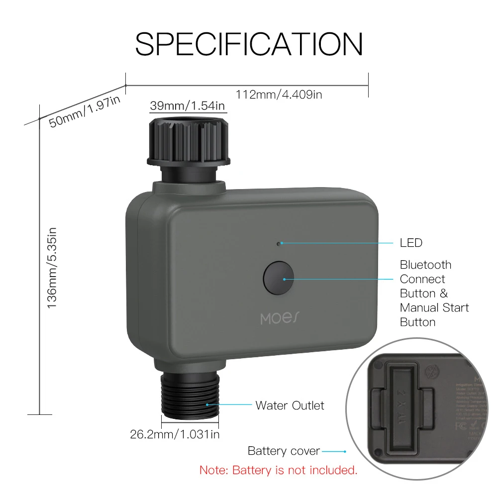 Moes Smart Tuya Bluetooth Water Timer Rain Delay Temporizador de Irrigação Programável com Rega Automática e Manual