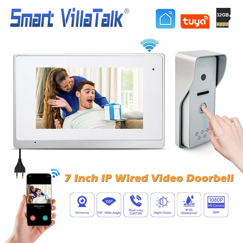 

Wholesale High Quality HD 1080P 2MP visualizable wifi tuya 2 wire smart curtains home products ring doorbell indoor station