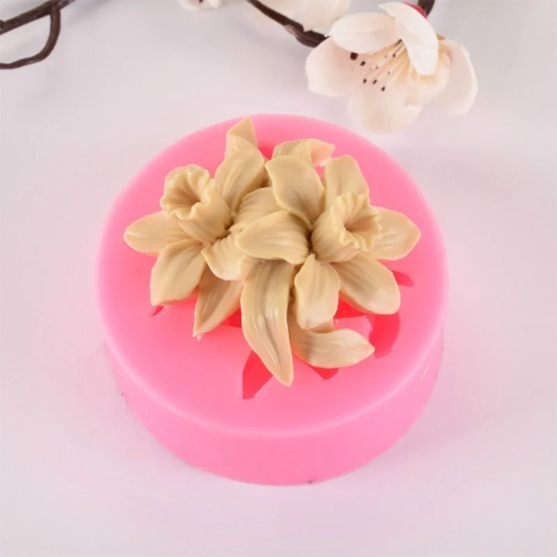 3d lilac rose lily fondant silicone mold gypsum cake decoration DIY chocolate baking tools   handmade soap