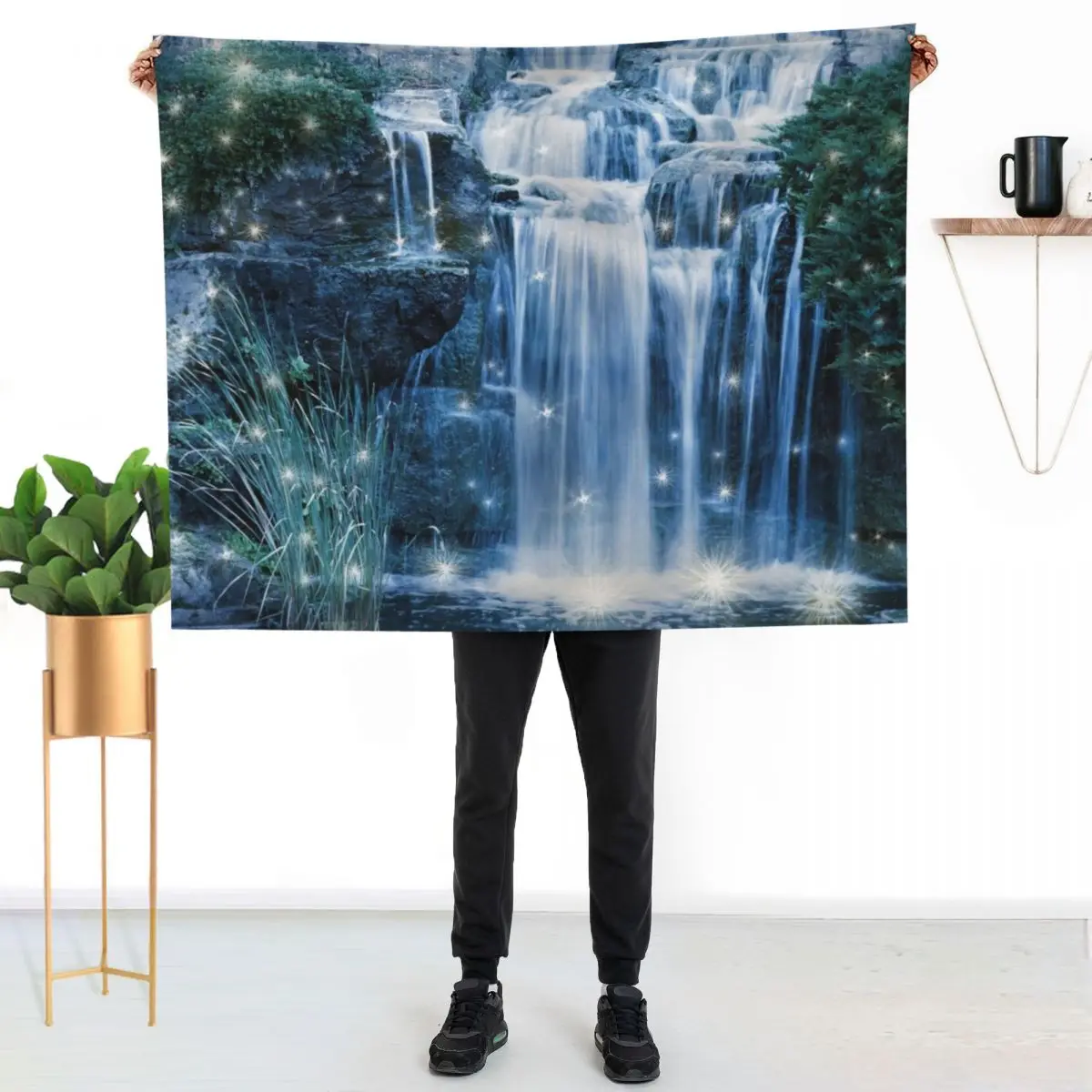 Magic Waterfall Throw Blanket Beautifuls Retros Luxury warm for winter Cute Plaid Soft Plaid Blankets