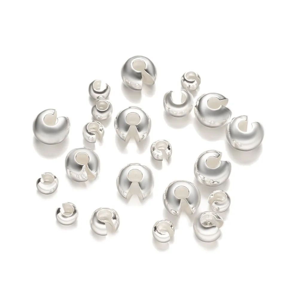 10Pcs 925 Sterling Silver Round Covers Crimp End Spacer Beads per collana fai da te bracciale creazione di gioielli forniture artigianali risultati