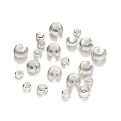 10Pcs 925 Sterling Silver Round Covers Crimp End Spacer Beads For DIY Necklace Bracelet Jewelry Making Craft Supplies Findings