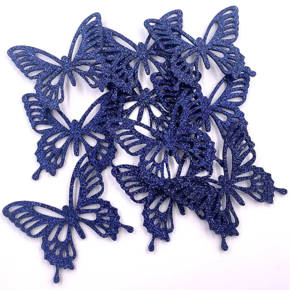 10pcs Felt Fabric Colorful Glitter Bepowder Butterfly Patch  Applique Wedding Sewing DIY Hair Bow Accessories Craft E77