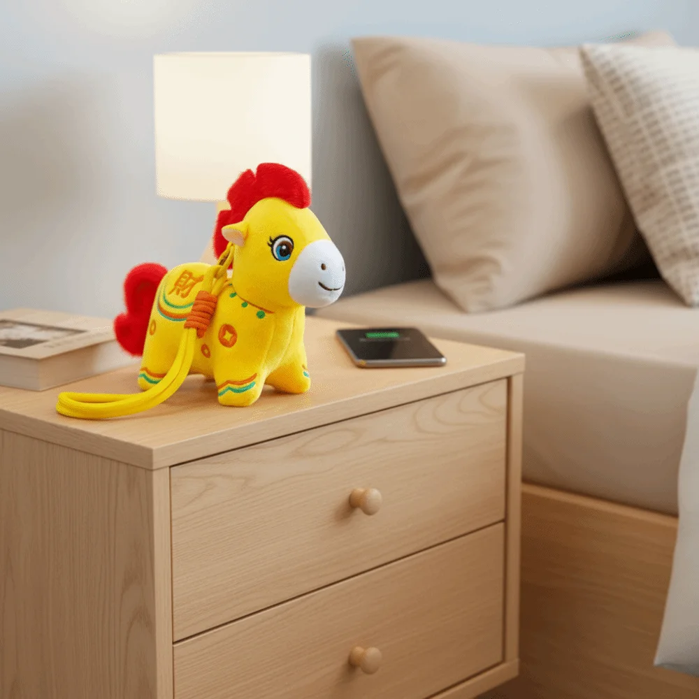 Chinesisches Tierkreiszeichen Kleines Pferd Plüsch-Ornament Cartoon Traditionelles Pony Plüsch-Anhänger Neujahrs-Maskottchen Weich Gefüllt