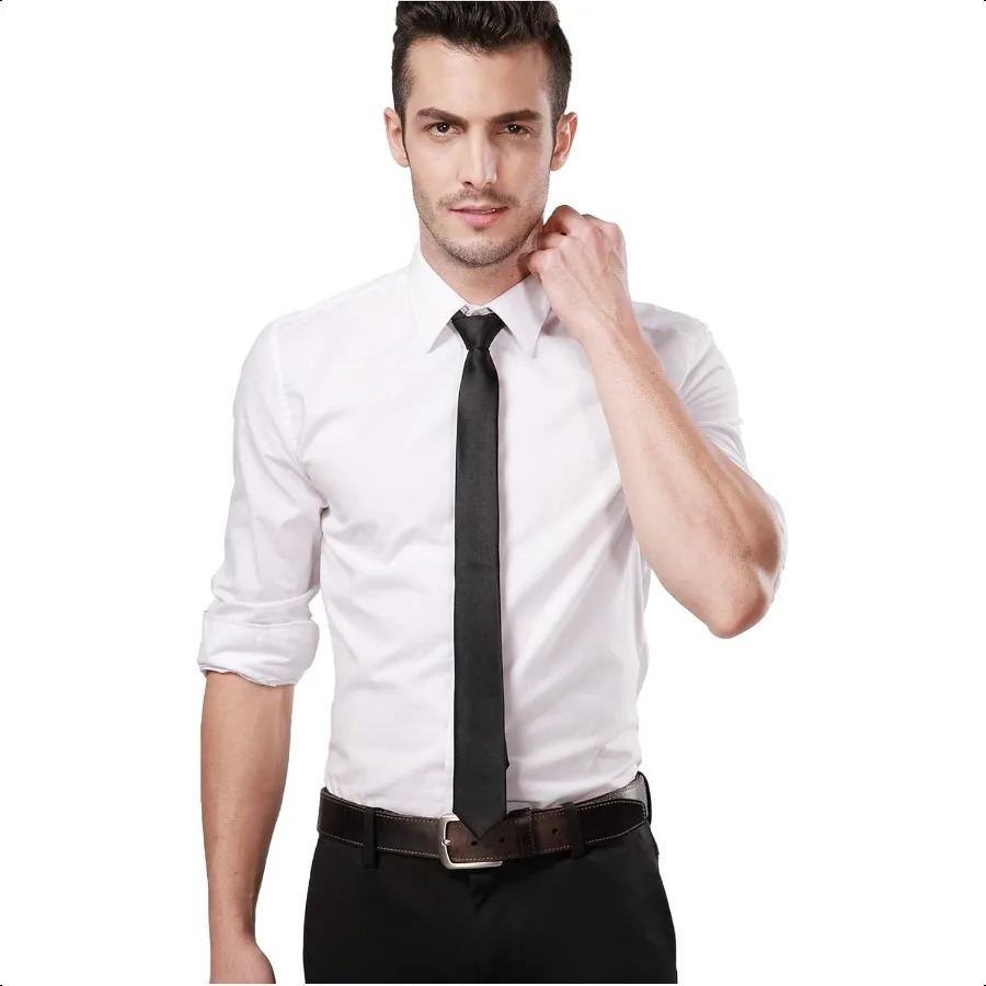 

Landisun Black Tie Men Women Solid Skinny Ties Slim Ties Satin Tie