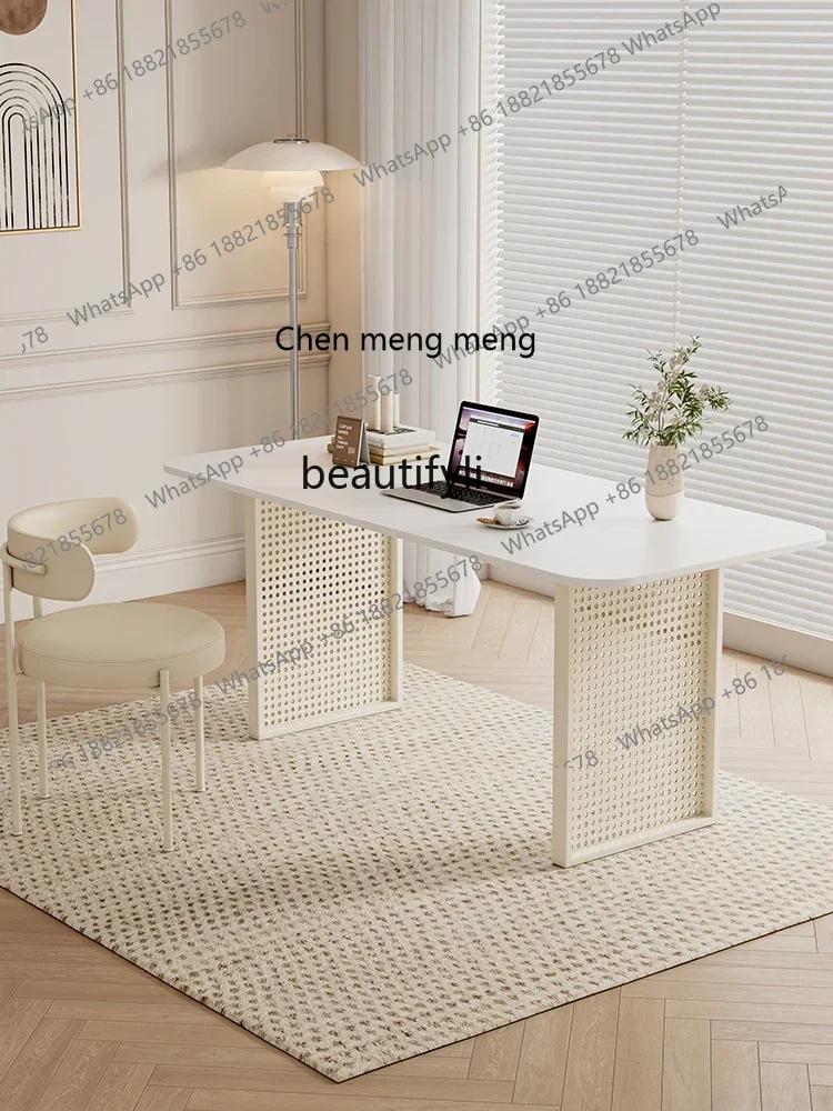 D178 French Cream Style Simple Office Desk Home Writing Stone Plate Learning Computer Desk