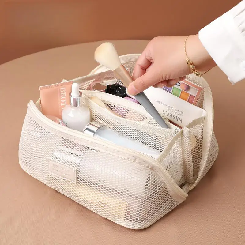 Multi-Functional Mesh Makeup Bag Pouch Large Capacity Portable Storage Case Travel Waterproof Toiletry Bags Women's Cosmetic Bag