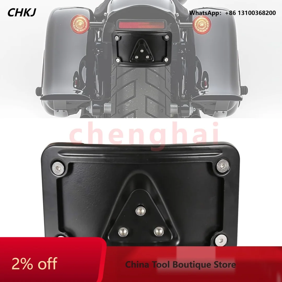 Three‑point mounting license plate bracket, suitable for Harley‑Davidson Softail chrome‑plated and black versions
