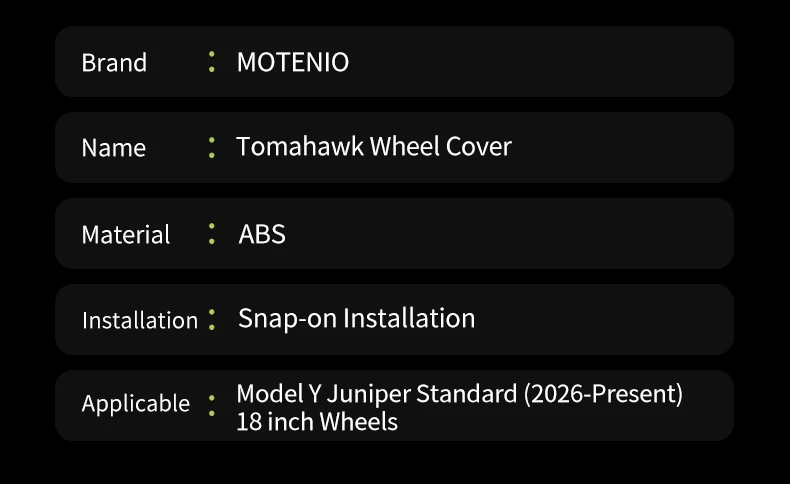 4 Stück 18" Tomahawk-Style Radkappen für Tesla Model Y Juniper Standard 2026 Radkappe Vollrandabdeckung Ersatz-Radabdeckung Zubehör – Detail 13