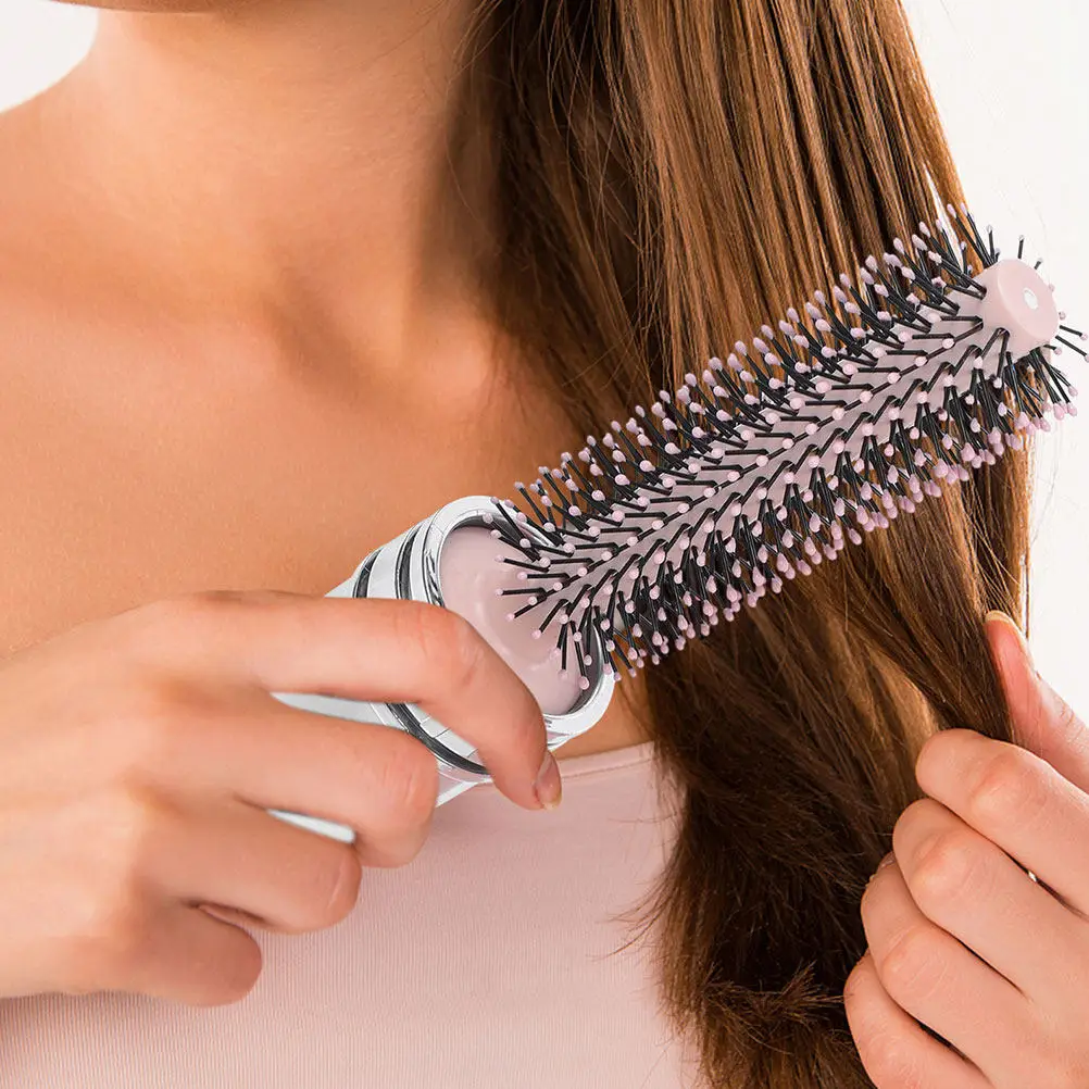 2Pcs Compact Travel Hair Brush Portable Pocket Round Curling Straightening Brush for on The Go Styling Travel Brushes for Hair