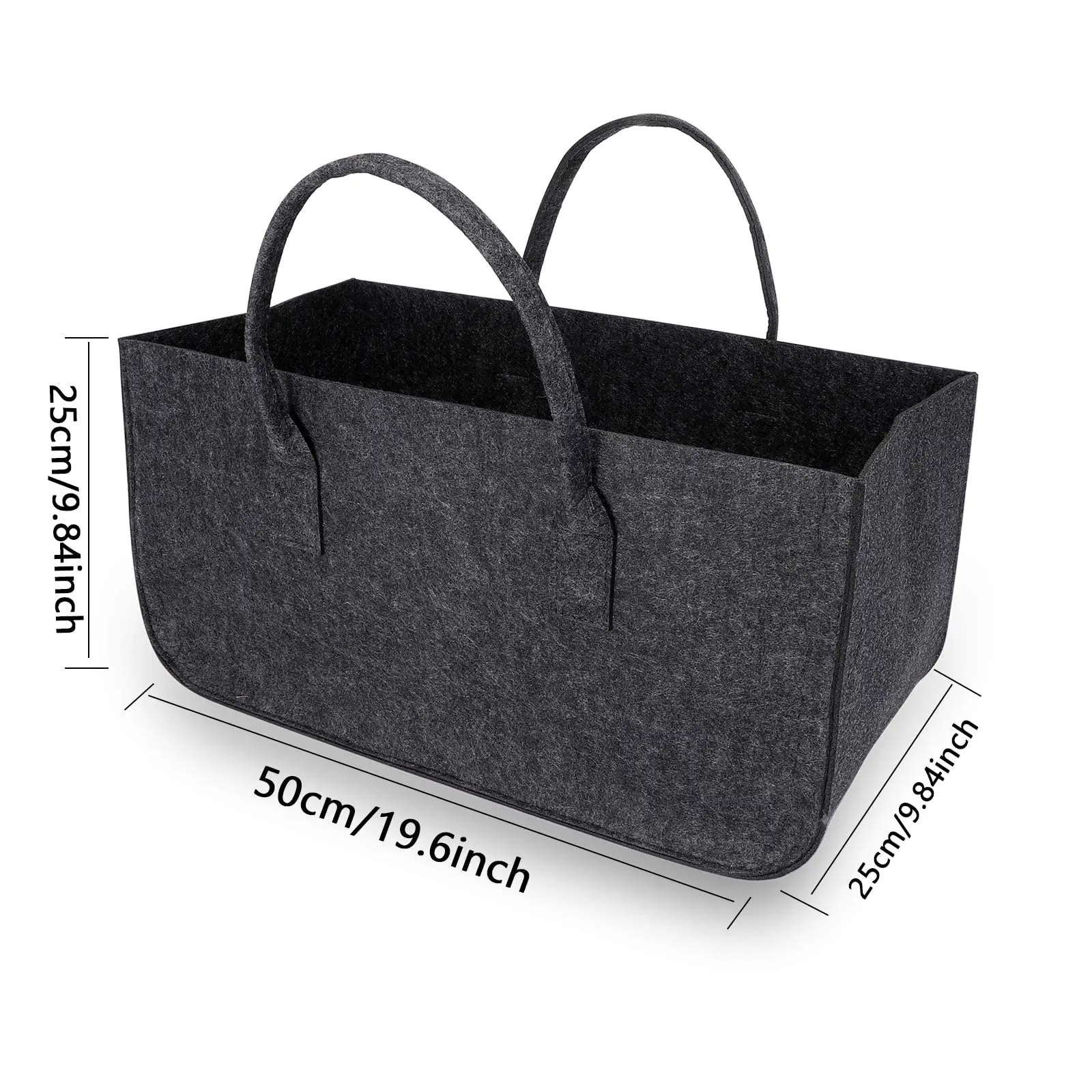 Foldable Large Firewood Basket Felt Bag Shopper for Wood Newspapers Firewood Felt Bag Set of 2