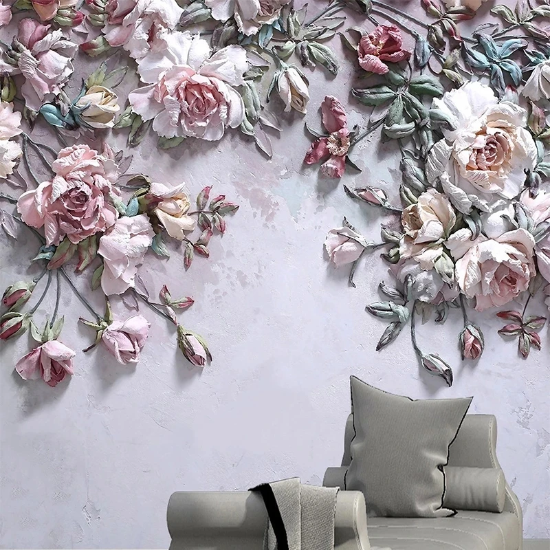 Customized products 8D Wallpaper Modern Stereo Rose Flowers Photo Wall Murals Living Room TV Sofa Bedroom Home Decor restaurant