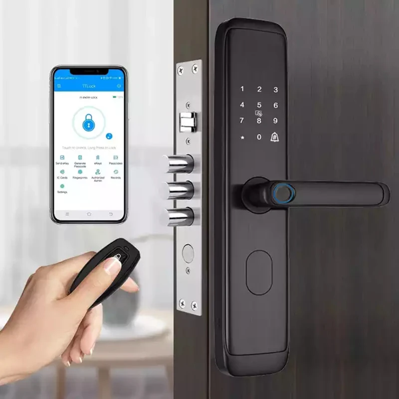 Tuya Smart Lock Wirelss With Wifi  Aluminum Alloy Fingerprint Unlock Support USB Emergency Charge Handle Direction Adjustable