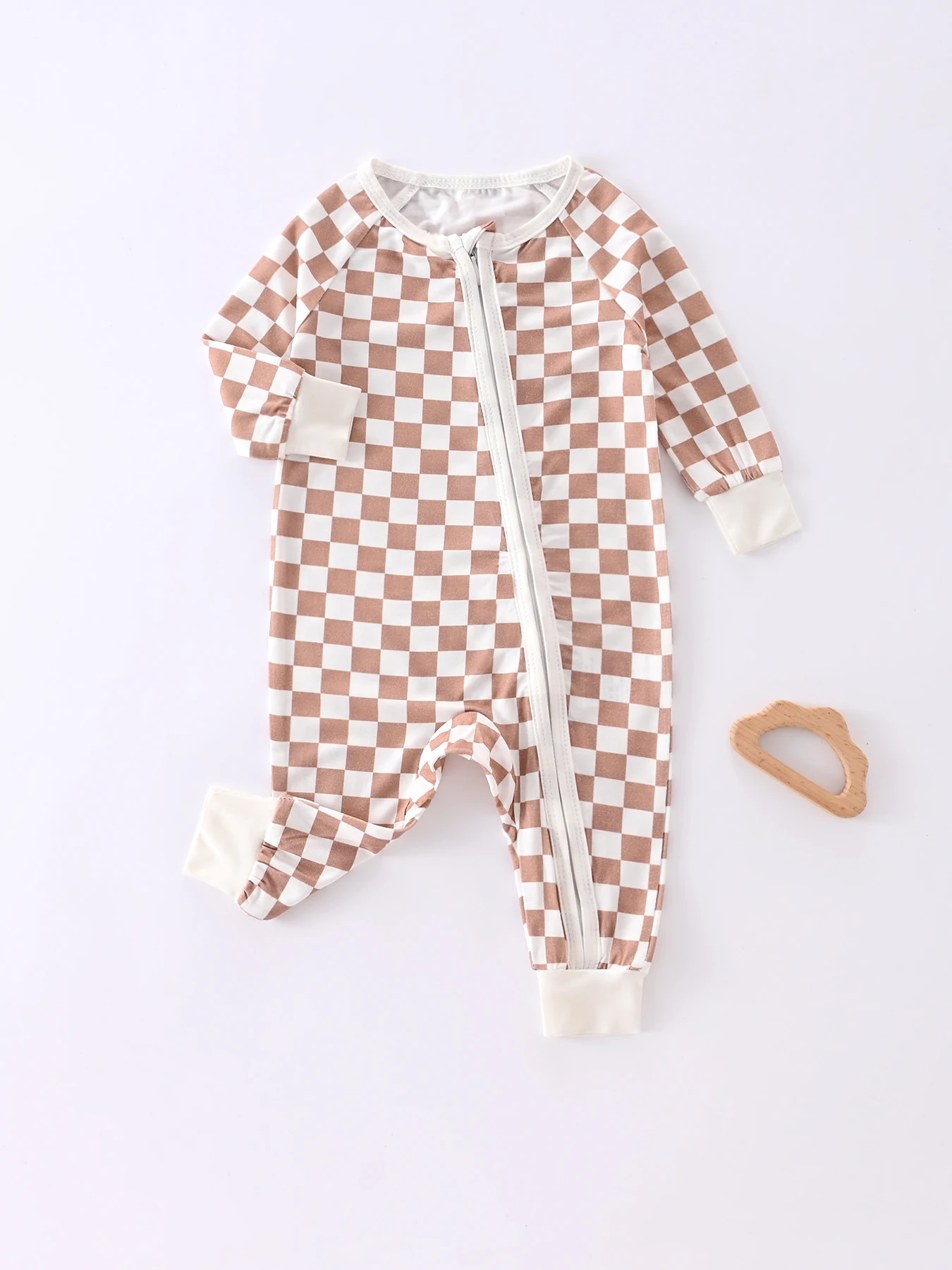 

Baby Bodysuits Boys Girls Plaid Zipper Section Bodysuits Newborn Soft And Comfortable Bodysuits For Four Seasons