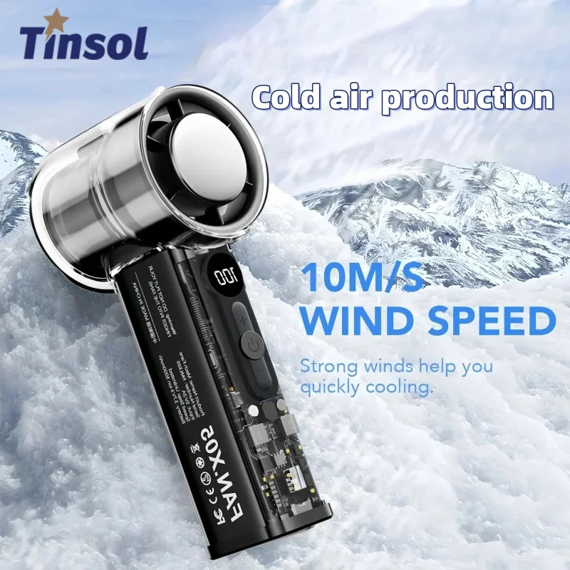 New Handheld Mini Fan LCD Display 100 Speed Adjustable High Airflow 3000mA USB Rechargeable Outdoor Portable Fan