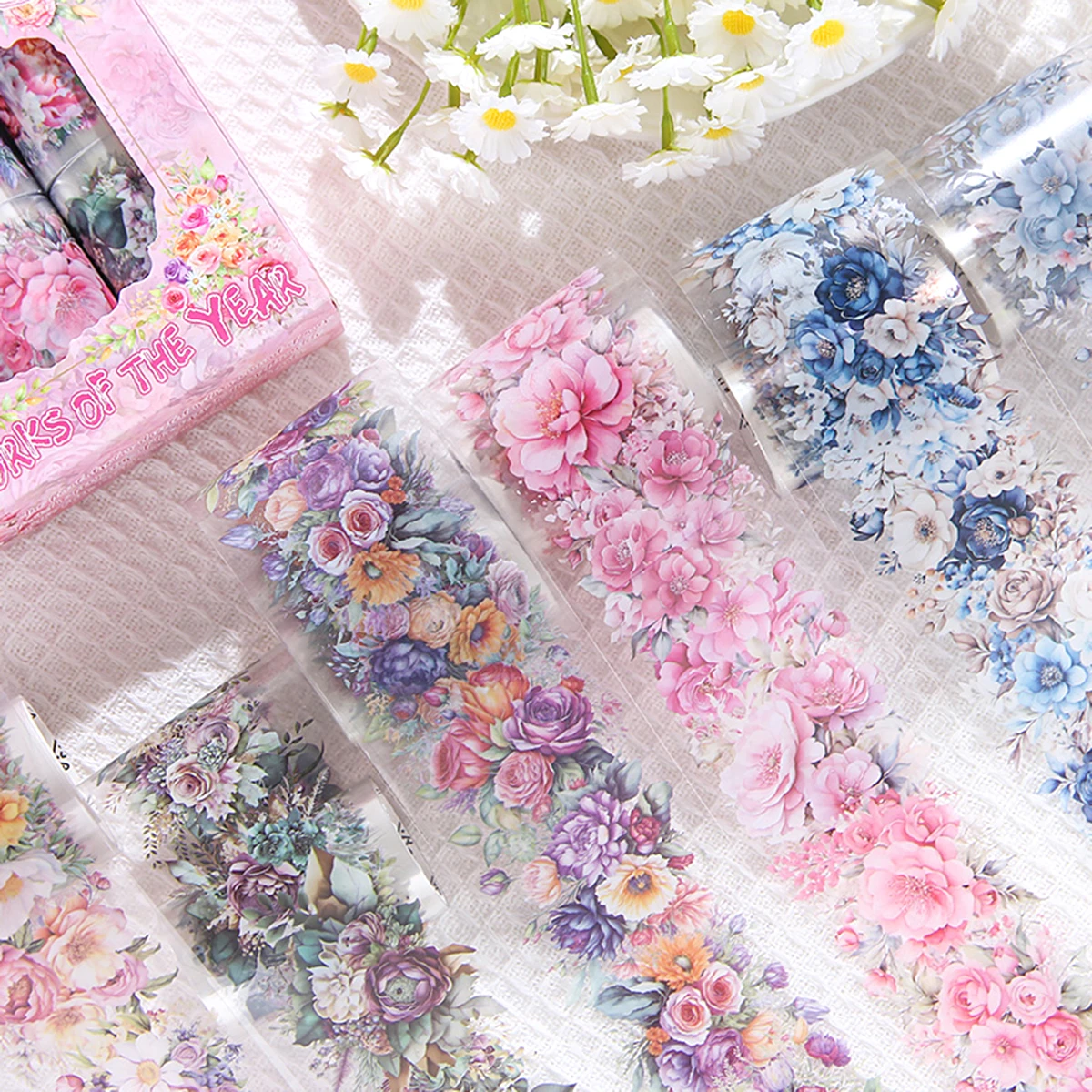 

6 rolls/box, elegant floral Pattern PET stickers, suitable for DIY photo frames, manuals, and gift box decoration, stylish beaut