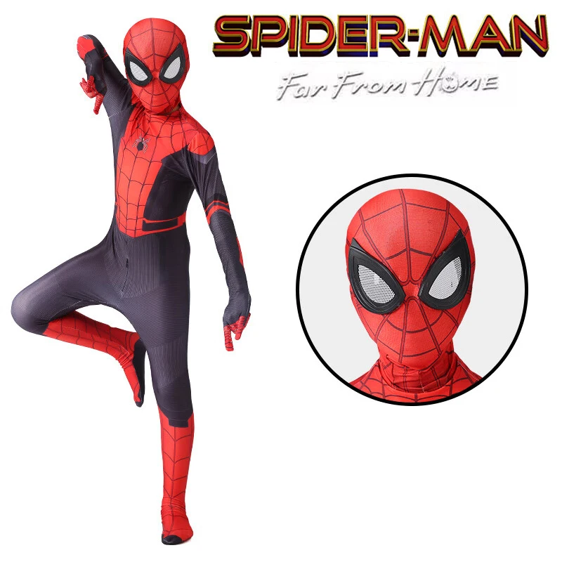 Spider Man Far From Home Costume Kids Anime Superhero Spiderman Peter Parker Cosplay Jumpsuit Halloween Costumes for Children