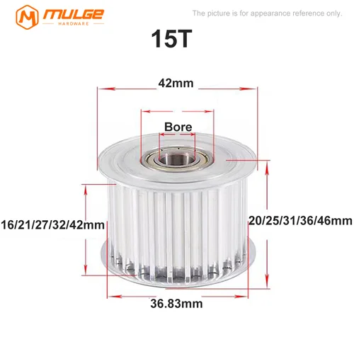 Imagen 2 del producto Polea Tensora Tensora HTD8M de 15, 16 y 20 Dientes, Diámetro Interior de 5mm-17mm con Rodamiento para Correa Dentada HTD 8M, Ancho de Correa 15/20/25/30/40mm