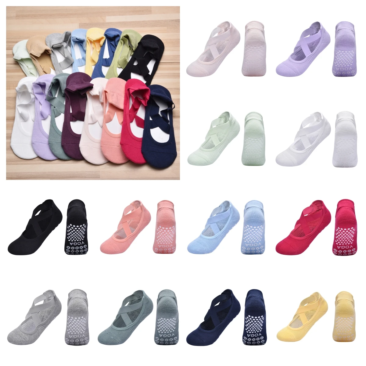 

Fashion Cross Straps Yoga Socks Anti Slip Women Ballet Dance Aerobics Fitness Sports Socks Women Professional Pilates Socks