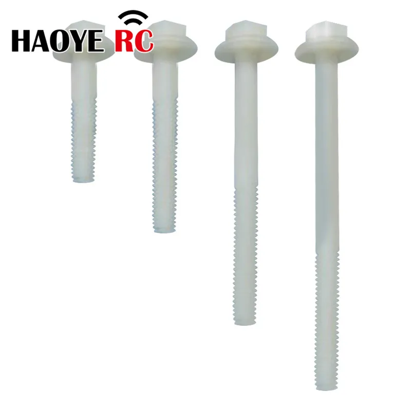 Haoye Metric Threaded Nylon Parafuso, M6, L30-75mm, plástico Thumb Screw, Parafuso Parafuso para RC Airplane Substituição Brinquedos, DIY, 10pcs