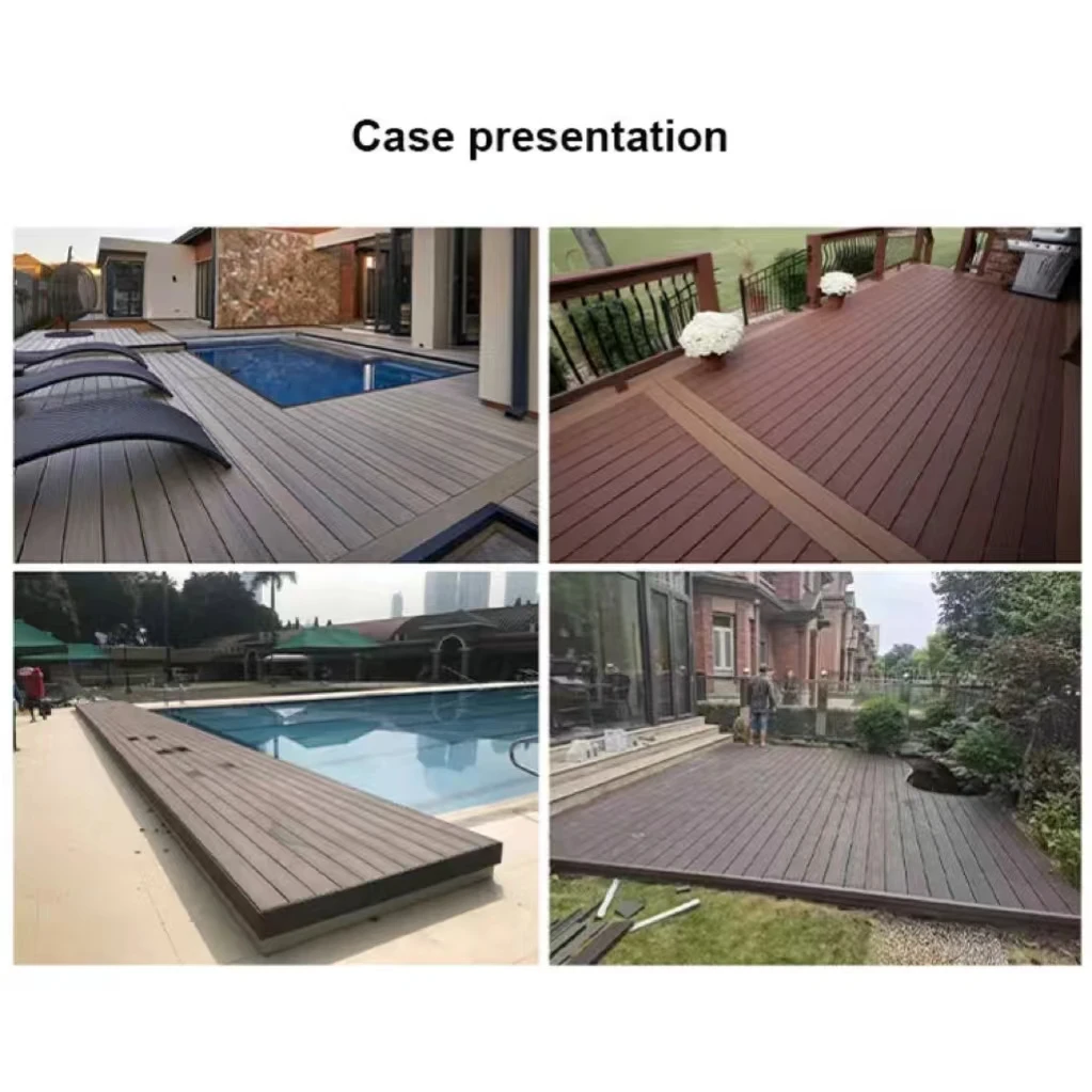 صديقة للبيئة الطراز الحديث WPC الأرضيات خشب الساج مادة PVC فناء حوض السباحة أرضية خارجية سطح الحبوب الخشبية #6