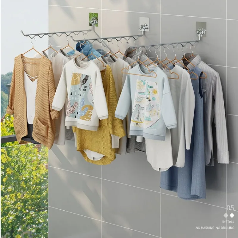 Estantes de secado plegables de acero inoxidable, estantes de secado perforados invisibles para colgar ropa, artefacto, ropa para niños