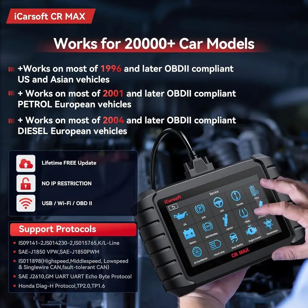 Bidirectional Scan Tool, CR Max 2 Diagnostic Scanner for All Vehicles, Full System 49 Resets+46 Extra Services, 40000+Active Tes