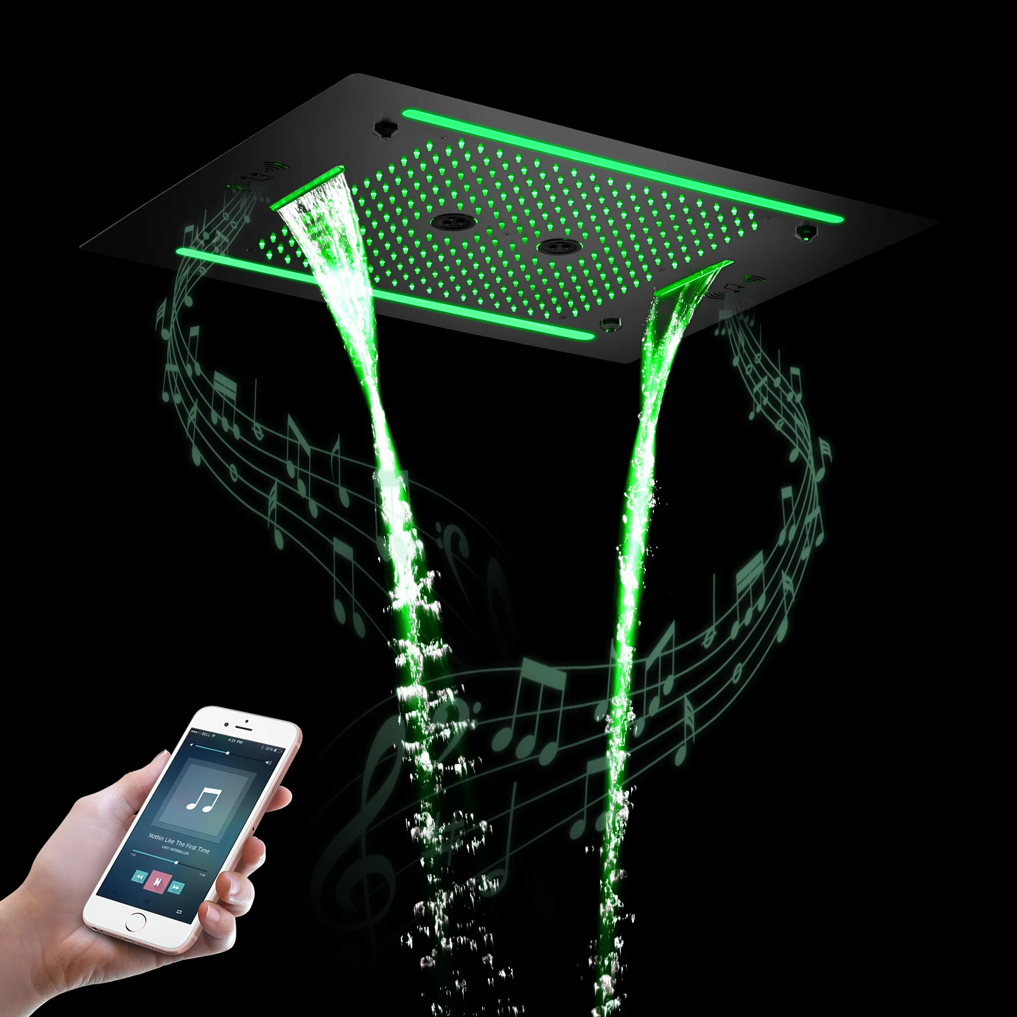 4 Functions 600*800mm Showerhead LED Shower Head Massage Shower Set 64 Colors LED With Music Ceiling Shower