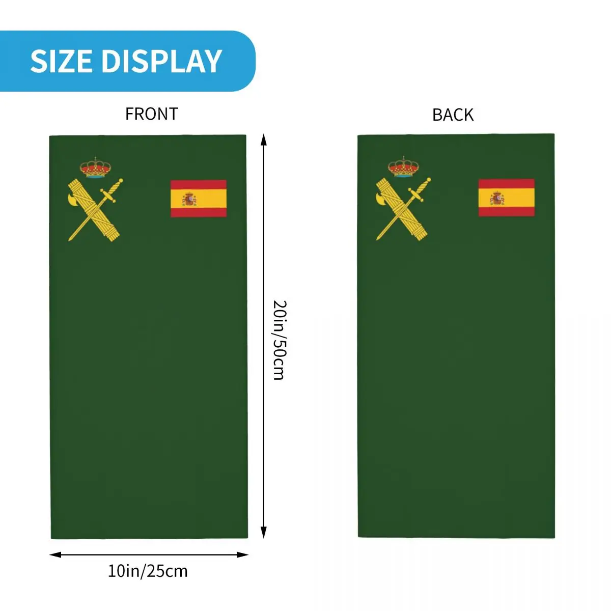 Flag Of Spain Plus Emblem Civil Guard Bandana Neck Cover Spanish Mask Scarf Cycling Scarf Outdoor Sports Unisex Adult Breathable