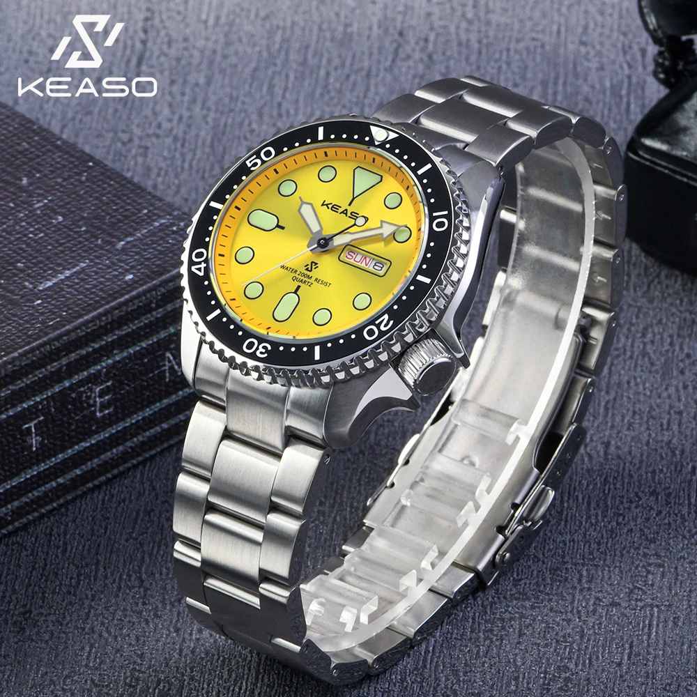 KEASO Fashion Men Watches C3 Super Luminous 316L Solid Steel 20Bar Waterproof Sapphire Mirror MIYOTA 2035 Quartz Movement Watch view 2