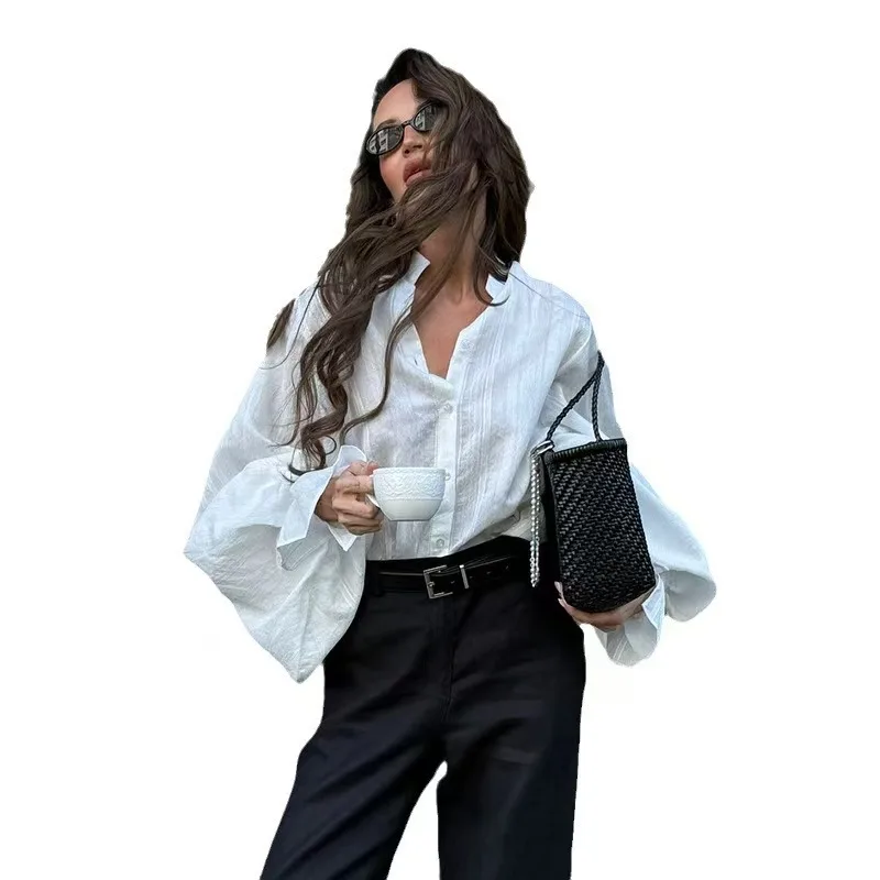 เสื้อคลุมกันแดดทรงหลวมสบายๆ ดีไซน์ใหม่ แขนยาว คอตั้ง ระบายอากาศได้ดี สำหรับผู้หญิง