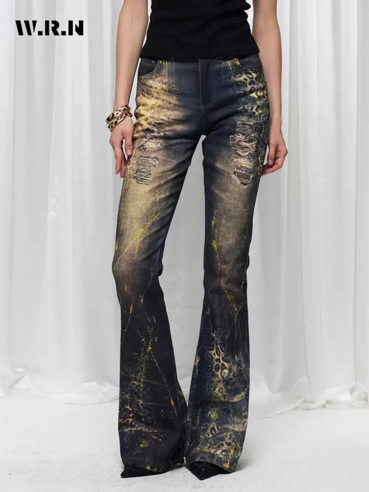Hotsweet Street Y2K Slim Fit Hoge Taille Jeans Dames Vintage Esthetische Schede Schade Broek Gescheurde Gewassen Denim Broek