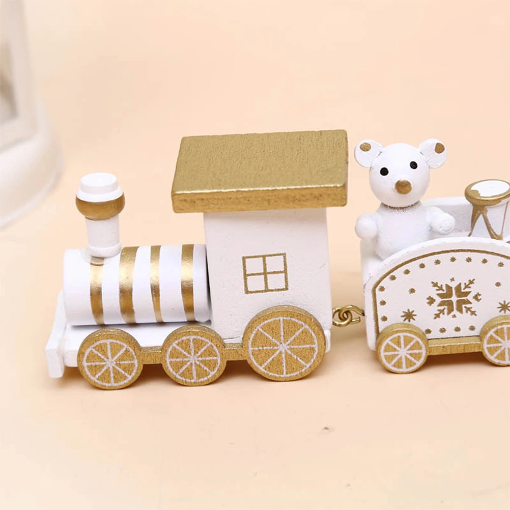 

Wooden Train Christmas Gift Decoration Ornaments Decorations Pleasant Color Toys Lightweight Snowman