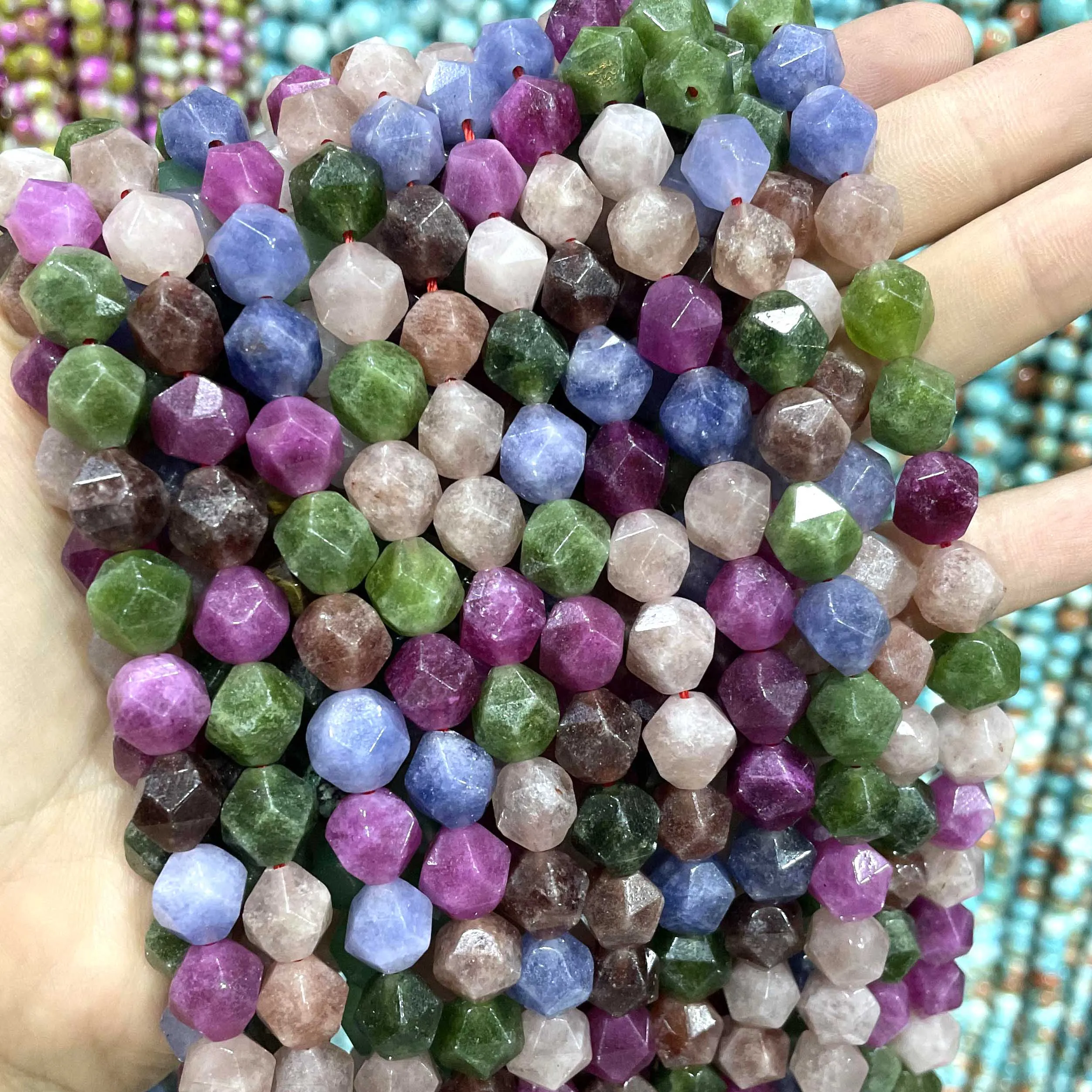 Natural Stone Colorful Tourmaline Faceted Rondelle Square Irregular Round Space Beads For Jewelry Making Diy Bracelet Necklace