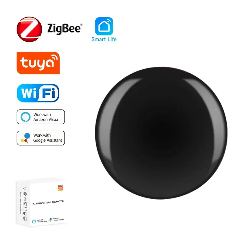 جهاز تحكم عن بعد WiFi/Zigbee IR Tuya Smart Home جهاز تحكم عن بعد للتلفزيون DVD مكيف الهواء AUD يعمل مع Alexa Google Home