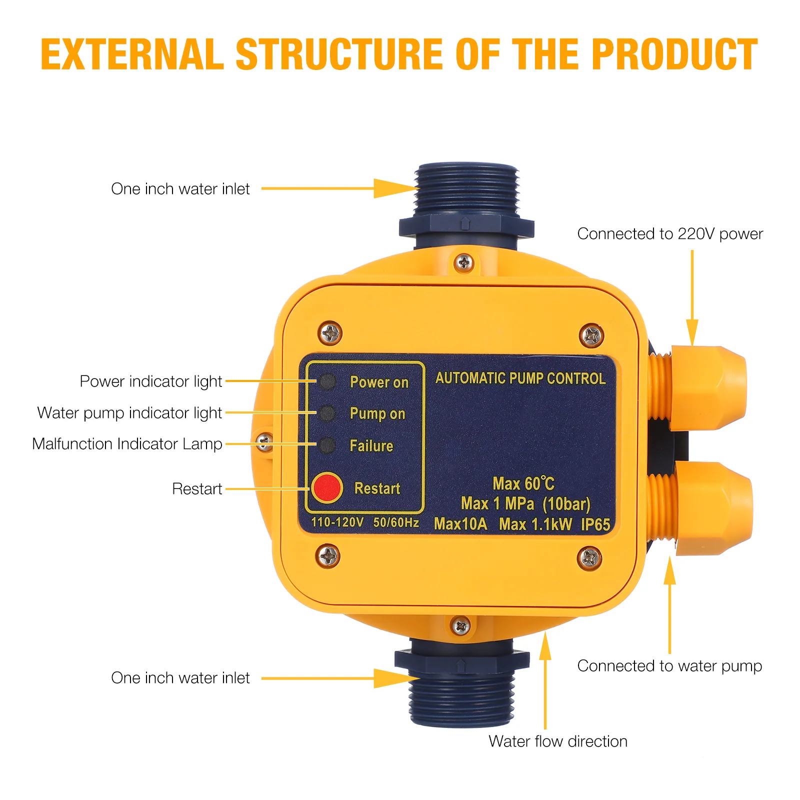 

Water Pump Pressure Controller Automatic Electronic 110V Intelligent Control Pump for and Water System Efficiency