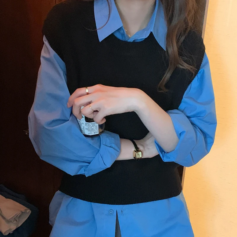 Casual Rosa irt Mujer Primavera Otoño Hong Kong Sle Long Sve Collar Street Faion Color puro Top de corte recto