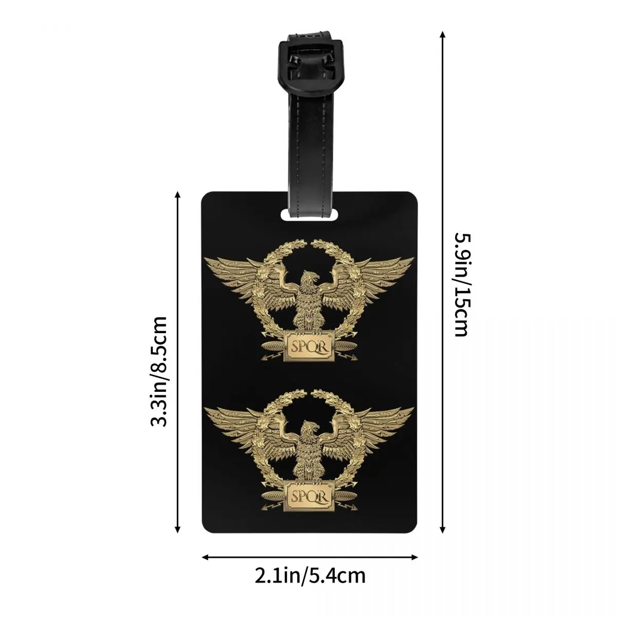 Custom Gold SPQR Roman Imperial Eagle Luggage Tag With Name Card Privacy Cover ID Label for Travel Bag Suitcase