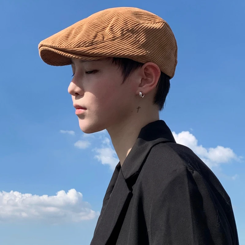 Cotton Adjustable Caps Men Woman Casual Beret Flat Ivy Cap Soft Solid Color Driving Cabbie Hat Unisex Corduroy Hats