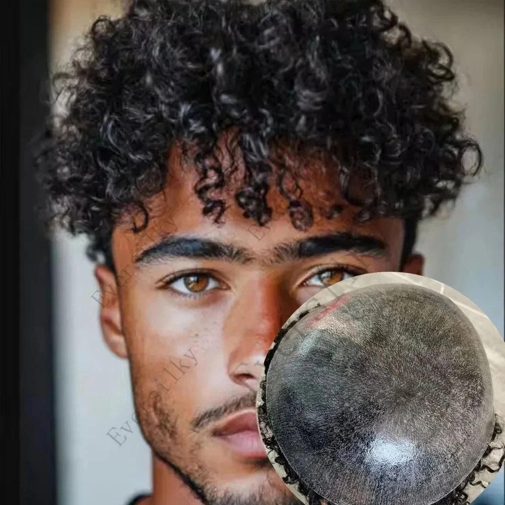 

Мужской парик-накладка из 100% натуральных афро-волос, 12/15 мм, серый, с прочной полиуретановой основой, легко надевается