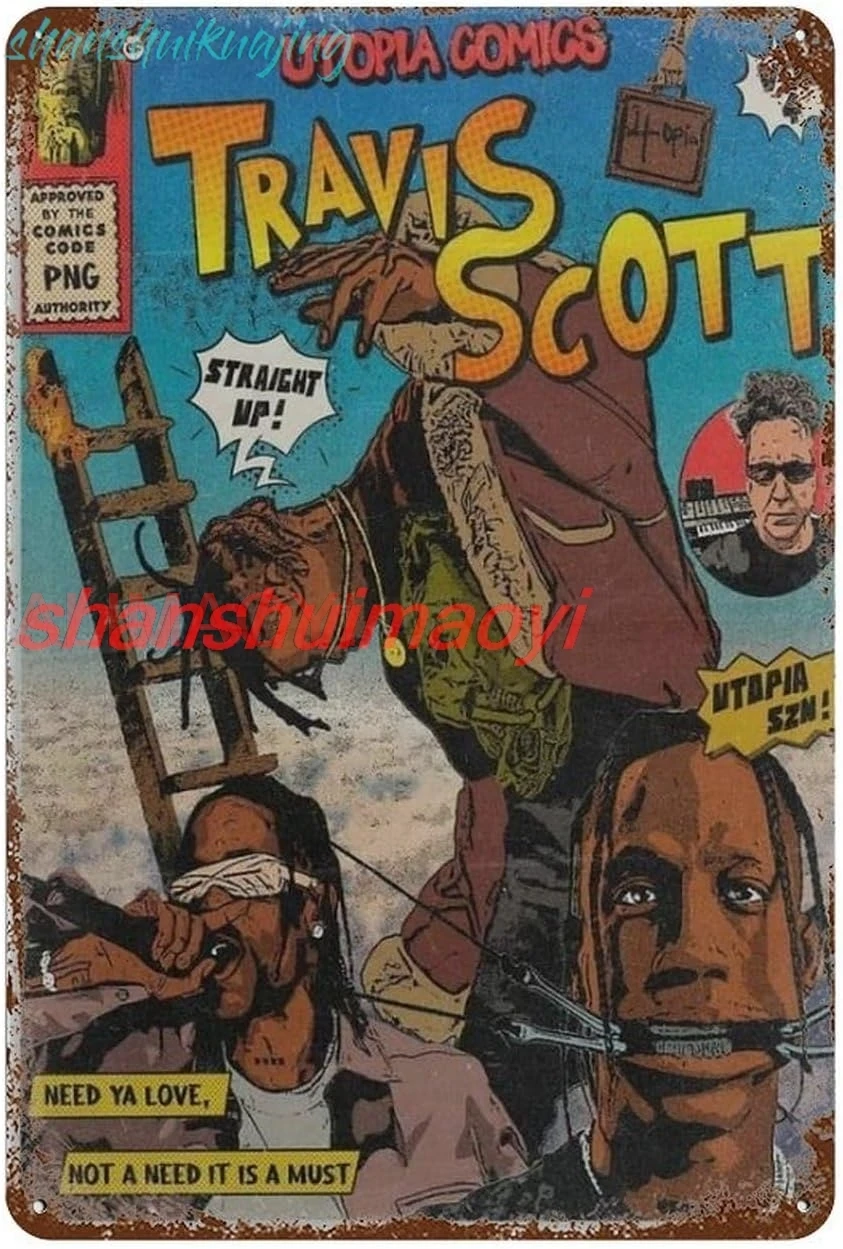 Travis-Scott Posters Vintage Bathroom and Bathtub Metal Tin Sign Gifts Farm Home Bar Bathroom Man Cave Retro Wall Art Acces sign